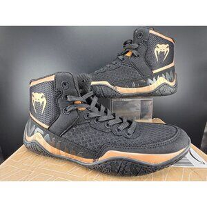 Venum Elite Wrestling Shoes Black & Gold Lightweight High Top Size 37.5 EU / 5.5